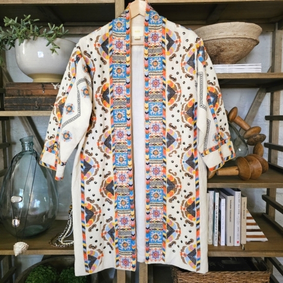 Anthropologie Maeve Dala Embroidered Jacket Size M Bohemian Maximalist Statement - Picture 2 of 15